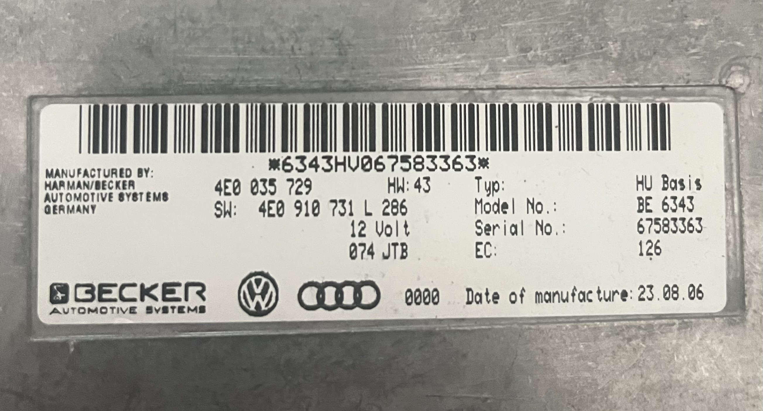 Steuergerät Interface Interfacebox Audi A8 D3 4E 4E0035729 Bluetooth