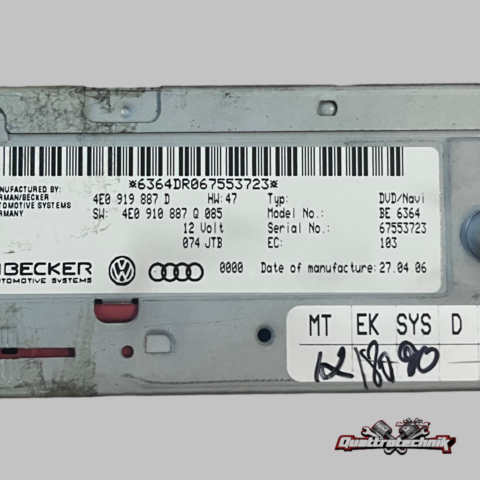 Navigation Rechner DVD MMi Audi A8 4E A6 4F 4E0919887D 4E0910887Q