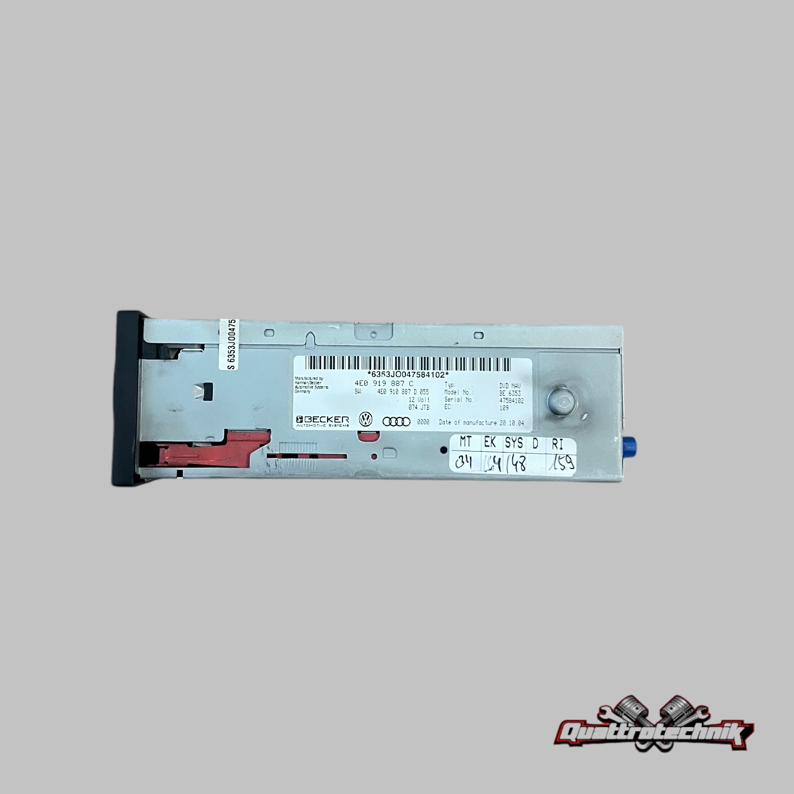 Navigation Rechner DVD MMi Audi A8 4E A6 4F 4E0919887C 4E0910887D